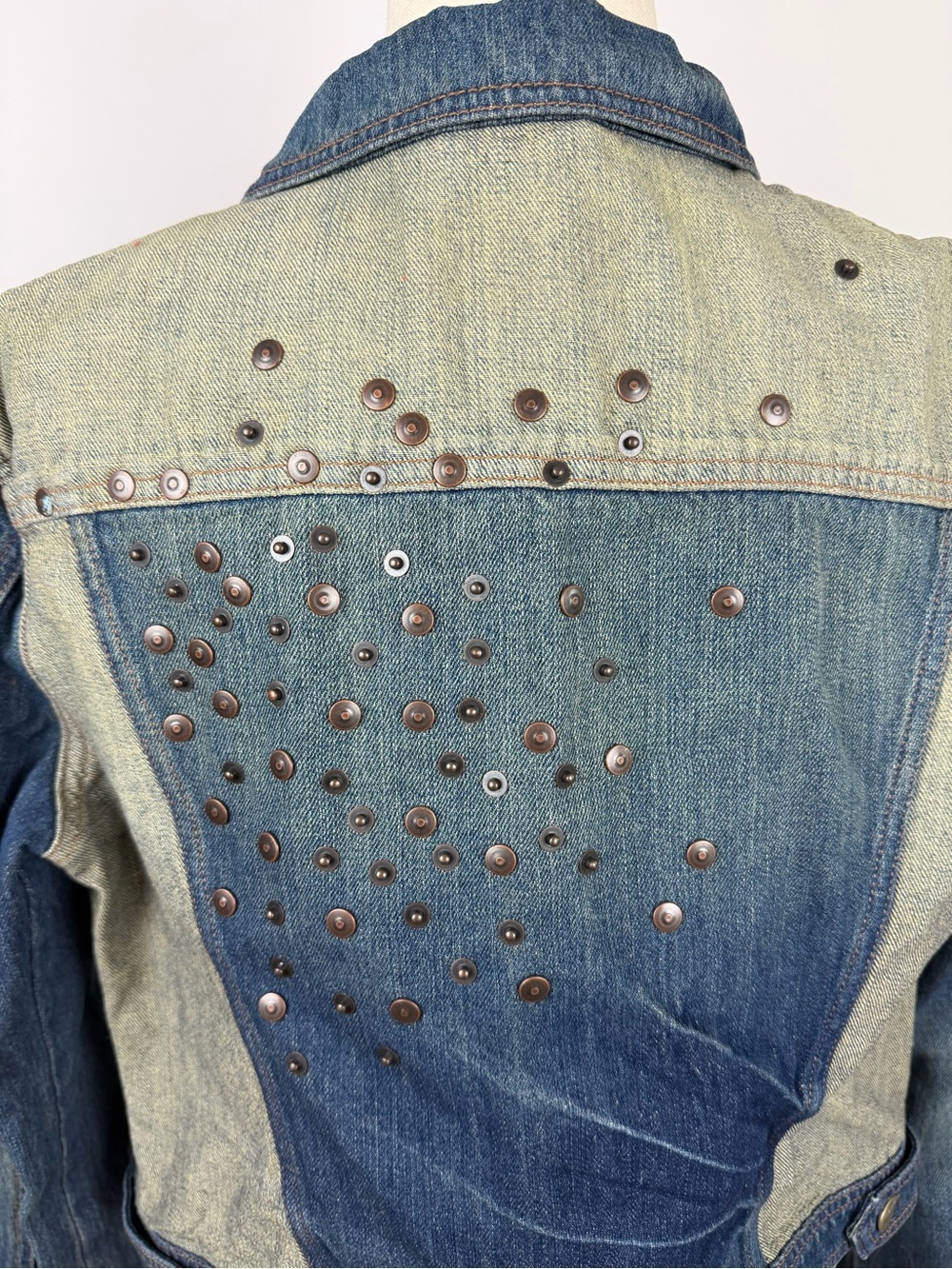 DKNY Blue Denim Jacket with Silver Stud Accents Size XL - Picture 5 of 7